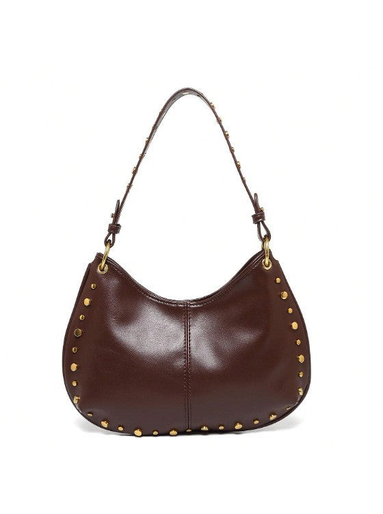 Fashionable Trendy Underarm Bag With Rivets